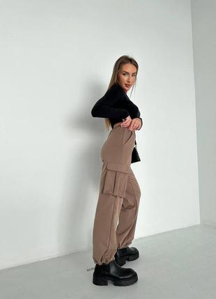 Женские для женщин стильные классные классические удобные повседневные трендовые модные брюки брючины карго мокко