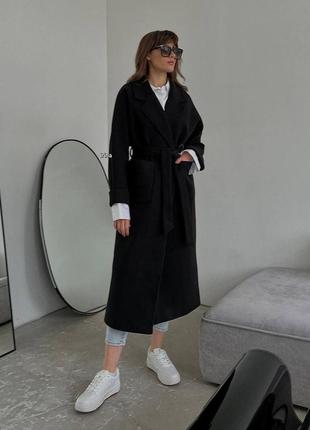 Стильне класичне класне кашемірове красиве гарненьке зручне модне трендове жіноче для жінок пальто чорне