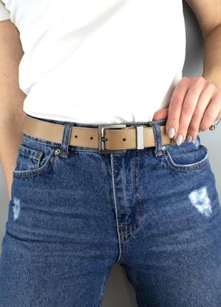 Ремінь жіночий шкіряний jk-3021 beige під джинси бежевий (120 см)8 фото
