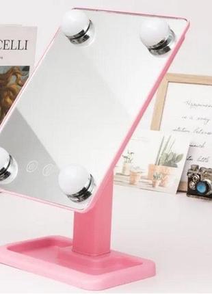 Настольное зеркало для макияжа cosmetie mirror 360 rotation angel с подсветкой.