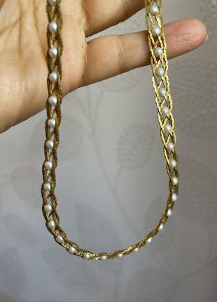 Avon винтажное колье цепочки жемчуга золотистый американский винтаж