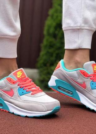 Жіночі nike air max 90 (сірі з червоним\м'ятні)1 фото