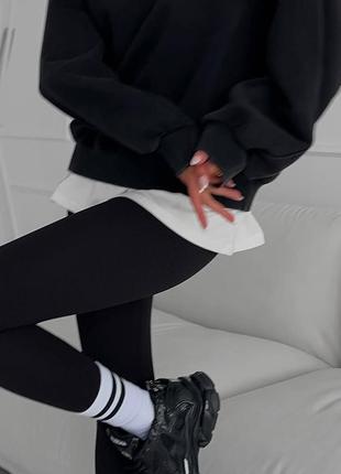 Женский костюм классический спортивный спорт повседневный удобный качественный брюки штанишки и + кофта черный3 фото