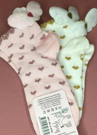 Ароматизированные нарядные носочки для девочки в мелкие сердечки с крылышками.3 фото
