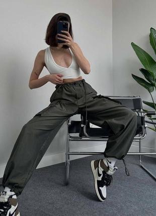 Женские для женщин стильные классные классические удобные повседневные модные брюки брюки брючины карго хаки2 фото
