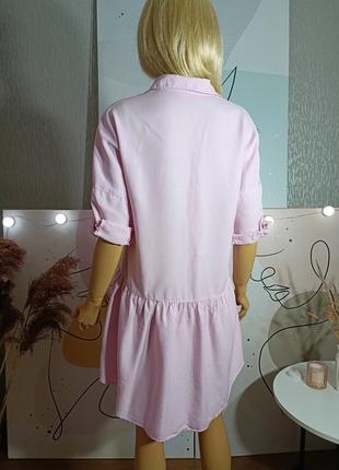 Платье-рубашка нежно розового цвета7 фото
