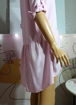 Платье-рубашка нежно розового цвета8 фото