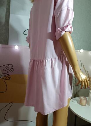 Платье-рубашка нежно розового цвета3 фото