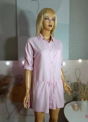 Платье-рубашка нежно розового цвета2 фото