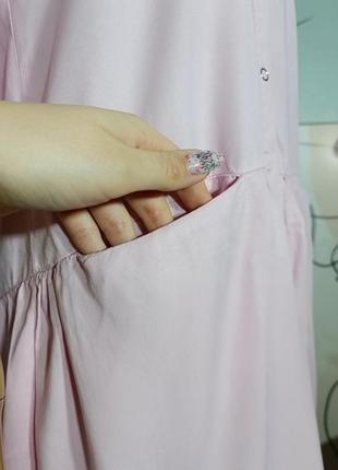 Платье-рубашка нежно розового цвета5 фото