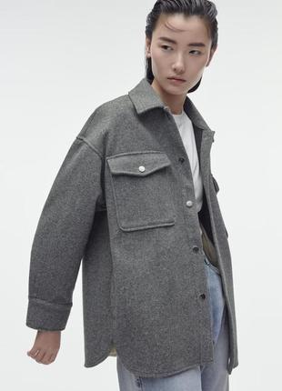 Zara -60% куртка сорочка пальто тепла беж, сірий хакі, пудра хs, s,