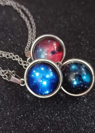 Кулон на цепочке планета, галактика, космос, новый, на подарок  кулон объемный, двухсторонний
