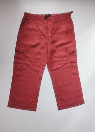 Льняные штаны карго укороченные