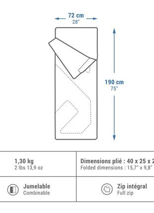 Спальный мешок arpenaz 15° для кемпинга.3 фото