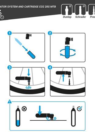 Компактний насос з co2 для гірського велосипеда + картридж, 20 га7 фото
