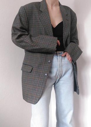 Винтажный шерстяной пиджак гусиная лапка жакет шерсть paolo negrato пиджак в гусиную лапку винтаж блей2 фото