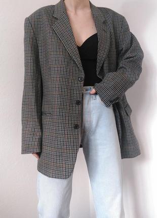 Винтажный шерстяной пиджак гусиная лапка жакет шерсть paolo negrato пиджак в гусиную лапку винтаж блей5 фото