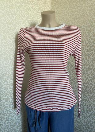 Актуальний лонгслів в смужку,тельняшка h&m