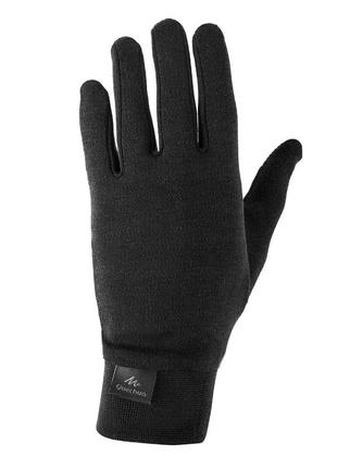 Детские перчатки 500, шелковые - черные - 12 г 143-150 см1 фото