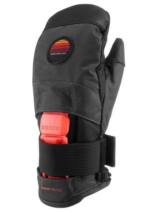 Перчатки детские 500 protect для сноубординга черные/оранжевые - 12 г 143-150 см