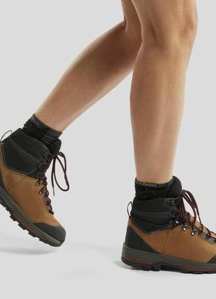Ботинки женские trek100 для трекинга кожаные водонепроницаемые коричневые - eu36 ru357 фото
