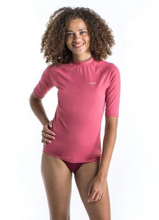 Футболка сонцезахисна жіноча 100 для серфінгу рожева - s