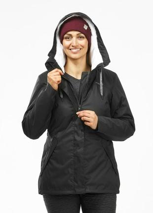 Куртка женская sh100 x-warm для туризма водонепроницаемая черная - m3 фото