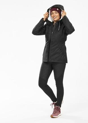 Куртка женская sh100 x-warm для туризма водонепроницаемая черная - m2 фото