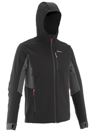 Куртка trek 500 windwarm чоловіча для гірського трекінгу, з софтшелу - чорна - s1 фото