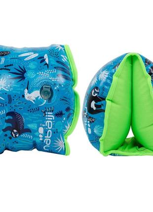 Нарукавники для плавания, для детей весом 15-30 кг. - синие с принтом "ленивец"