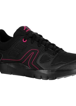Кроссовки женские hw 100 для спортивной ходьбы - черные/розовые - eu36 ru35