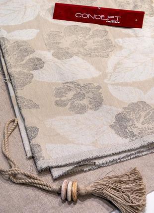 Тканина для штор в квіти сіро бежева