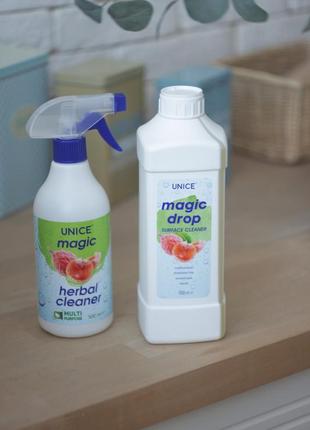 Багатофункціональний очищувач поверхонь unice home magic drop, 1000 мл (кухня, туалет, ванна, килими, меблі)2 фото