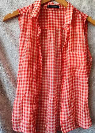 Шифонова майка-рубашка у клітинку