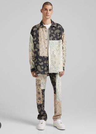 Мужской джинсовый костюм bershka denim