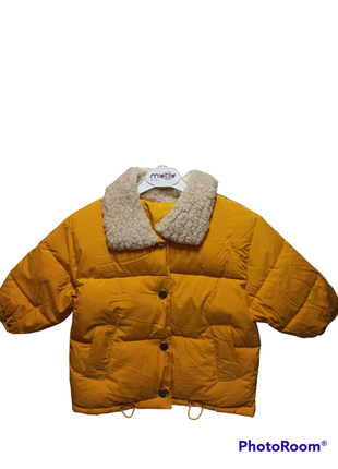 Дитяча  весняна курточка жовтого кольору 80-130 зросту