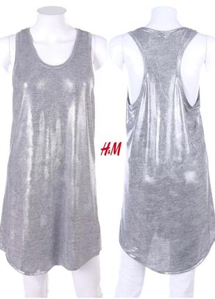 Серебряное блестящее платье туника борцовка h&m