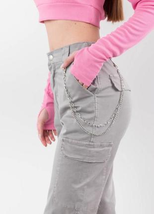 Женские брюки штаны карго с цепочкой джоггеры с карманами3 фото