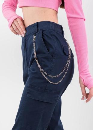 Женские брюки штаны карго с цепочкой джоггеры с карманами2 фото