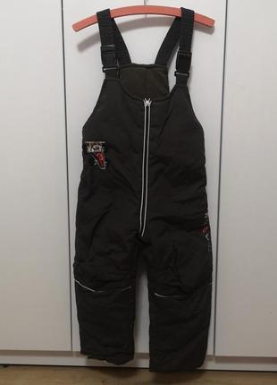 Лижні штани 98-104 зимовий ❄ напівкомбінезон на лямках на хлопчика 3-4 роки на сніг непромокаючі