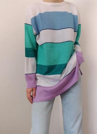 Яркий джемпер свитер в полоску кофта полоска лонгслив пуловер реглан винтажный свитер кофта винтаж