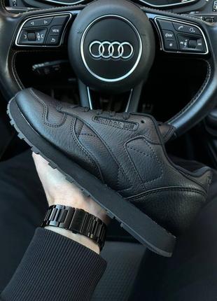 Мужские кроссовки reebok classic leather all black 41-42-43-44-45-464 фото