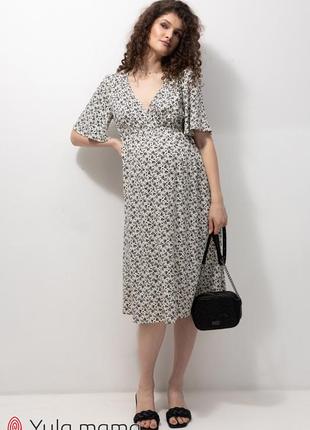 Літня сукня зі штапелю для вагітних та годування joselyn dr-23.042 принт на молочному2 фото