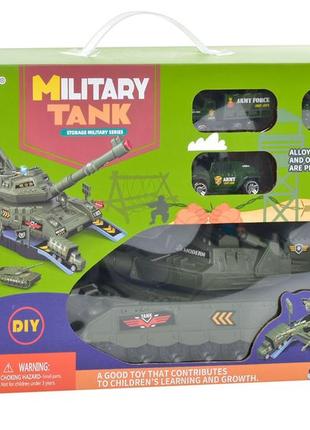 Игрушка большой танк музыкальный с механизмами запуска ракет и маленьких машинок5 фото