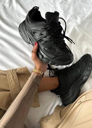 Женские черные массивные кроссовки в стиле баленсиага track весна осень демисезон sneakers black trend