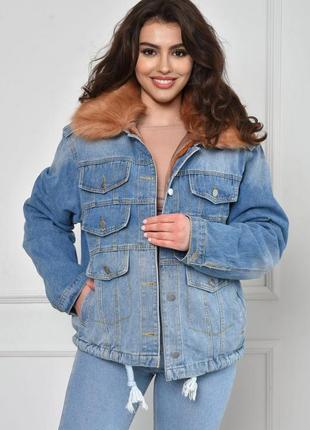 Куртка джинсовая женская  на меху1 фото