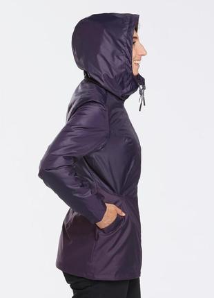 Куртка женская sh100 warm для туризма водонепроницаемая фиолетовая3 фото