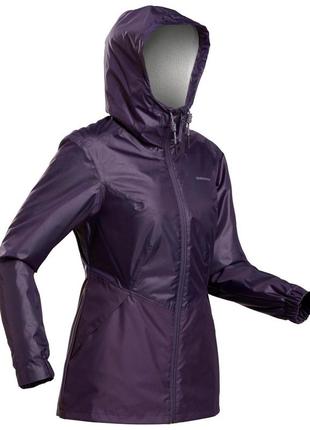 Куртка женская sh100 warm для туризма водонепроницаемая фиолетовая