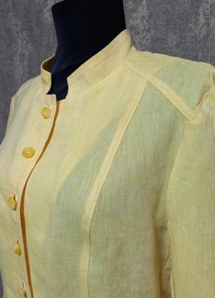 Пиджак,жакет льняной 100% лен ,яркий ,качественный новый,жёлтый.5 фото