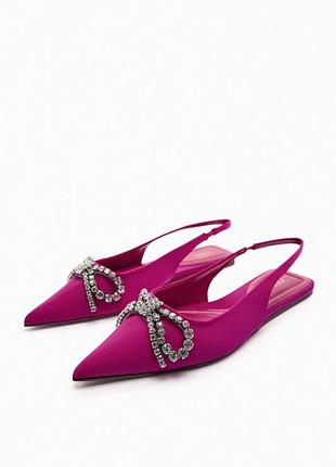 Шикарнаяі сатинові слінгбеки балетки zara